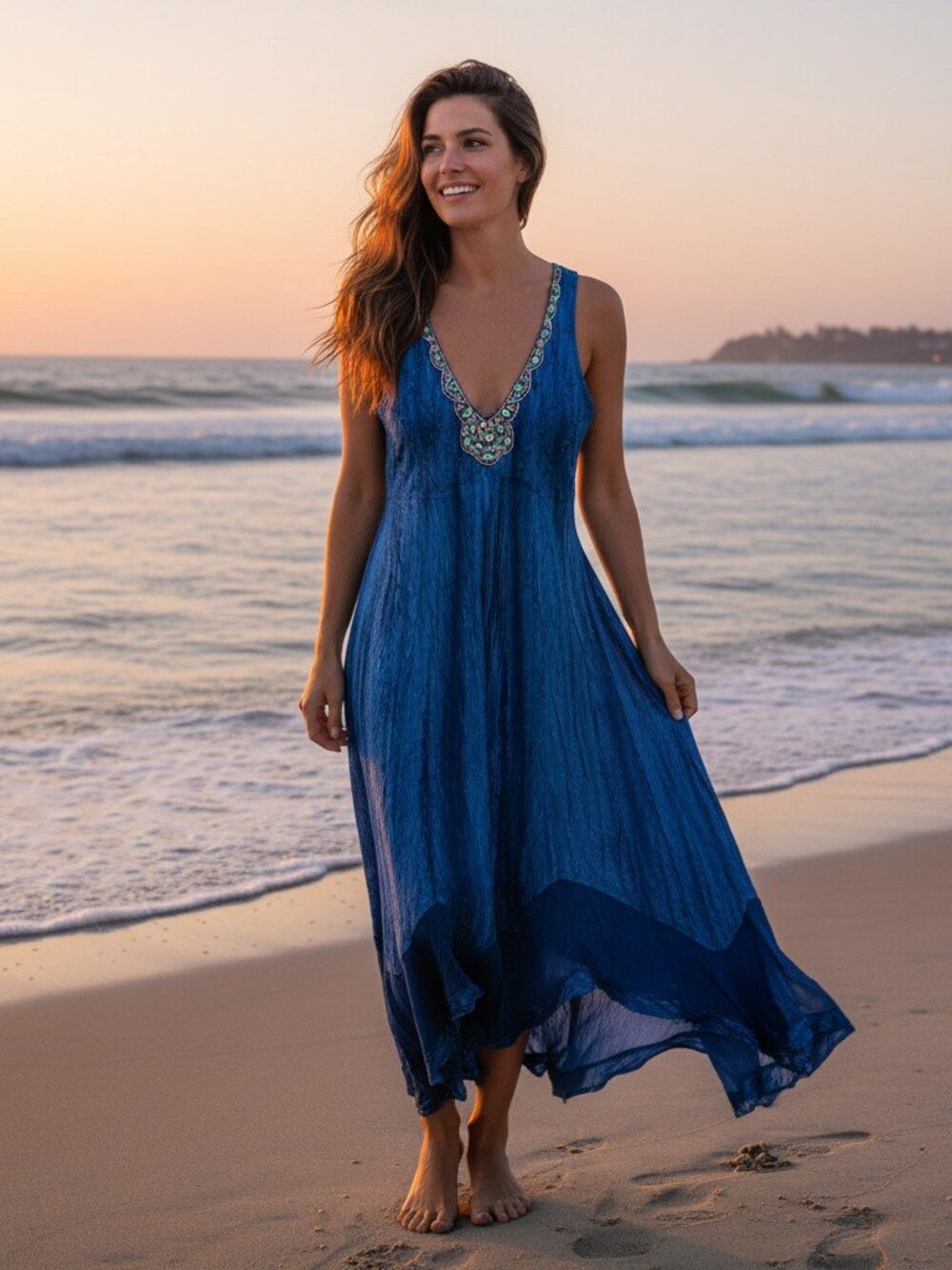 KOMAROV Embellished Charmeuse Midi Dress